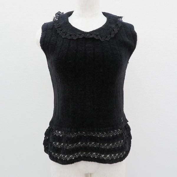 CHANEL ノースリーブセーター ブラック 42 シャネル タートルネック ノースリーブ ニット ブラック 42