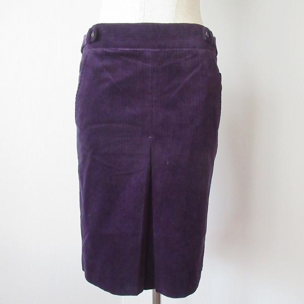 wnc グッチ GUCCI スカート 38 紫 コーデュロイ バックジップ  