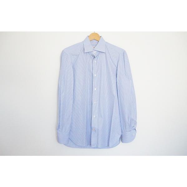 Anc イザイア Isaia 長袖シャツ 39 青系 ストライプ 千鳥掛け メンズ アクイールヤフーショップ 通販 Yahoo ショッピング
