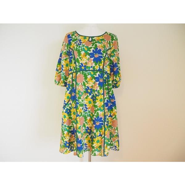 Anc ホコモモラ Jocomomola ワンピース 42 緑系 五分袖 花柄 パイピング レディース アクイールヤフーショップ 通販 Yahoo ショッピング