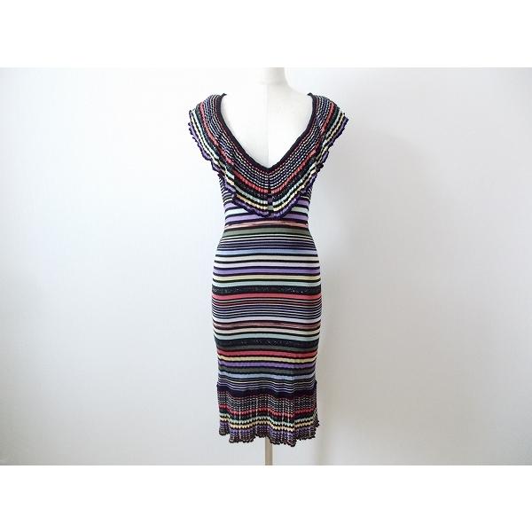 snc ミッソーニ MISSONI ワンピース 42 黒 マルチカラー ニット  