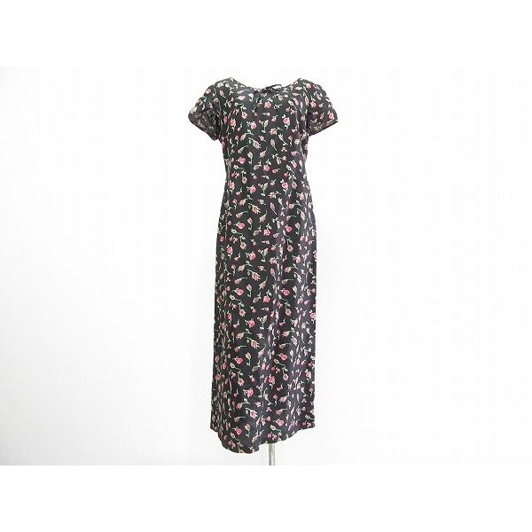 Snc ローラアシュレイ Lauraashley ワンピース 11 黒 花柄 半袖 麻混 レディース 6546 6546 アクイールヤフーショップ 通販 Yahoo ショッピング