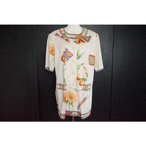 spc レオナール LEONARD カットソー カーディガン L 花柄 半袖 美品