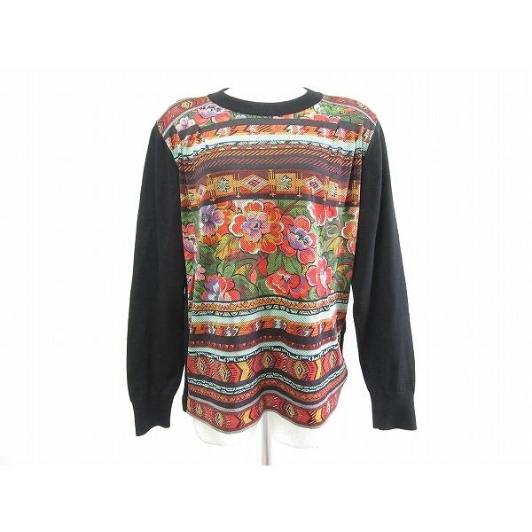 LEONARD レオナール　花柄　シルク　ウール　ハイネック　ニット　セーター LEONARD】レオナール 花柄 シルク混 ニットセーター ハイネック L