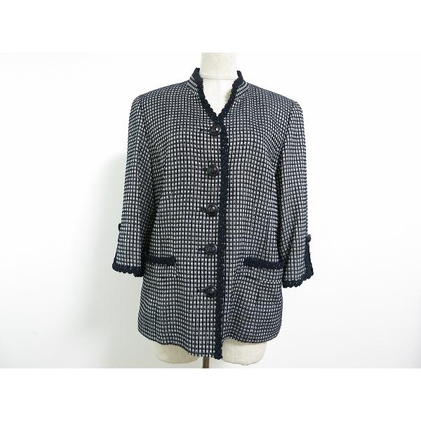 Anc レリアン Leilian ジャケット 9 紺 白 チェック ラメ ノーカラー レディース アクイールヤフーショップ 通販 Yahoo ショッピング