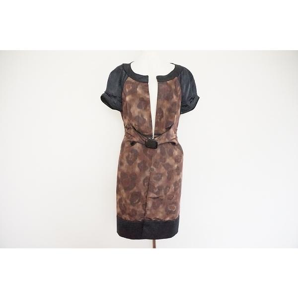 anc パオラフラーニ PAOLAFRANI ワンピース 42 茶 黒 半袖  