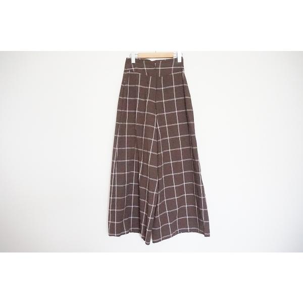 TODAYFUL #snc トゥデイフル パンツ 38 茶系 麻混 ワイド チェック 