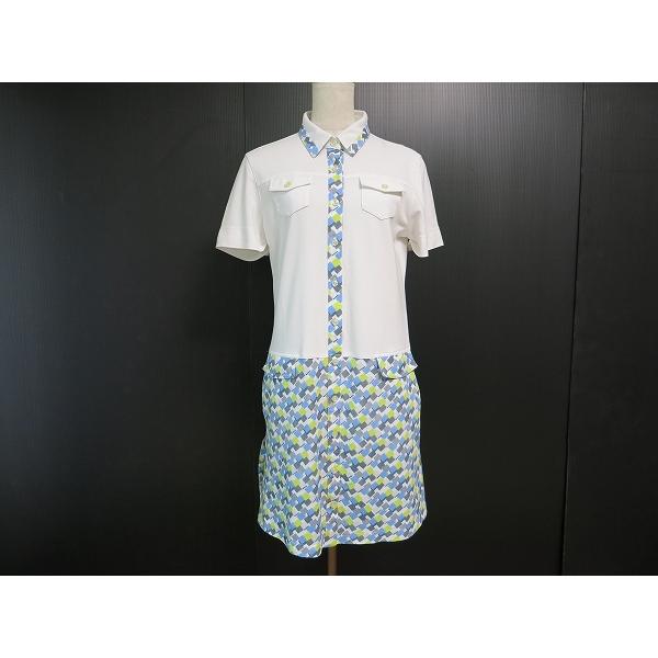 新品未使用☆adabat☆撥水加工☆ワンピース☆38 adabat（アダバット） #snc ワンピース 38 白 水色 ポロシャツ ゴルフ