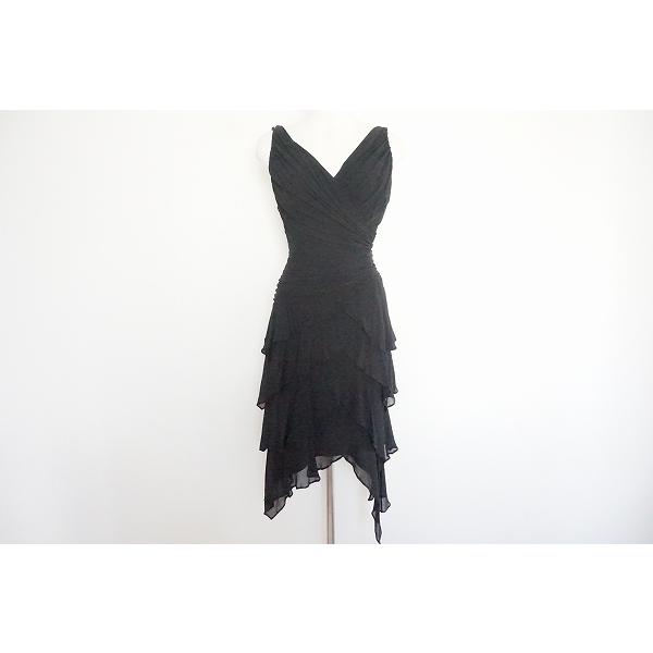 美品TADASHI SHOJIタダシ・ショージシルクドレスワンピース黒