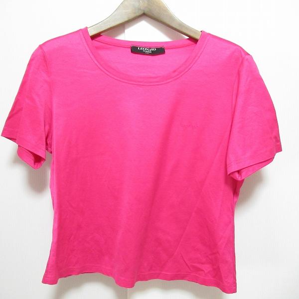 LEONARD #spc レオナール カットソー M ピンク クロップド丈 無地 半袖 