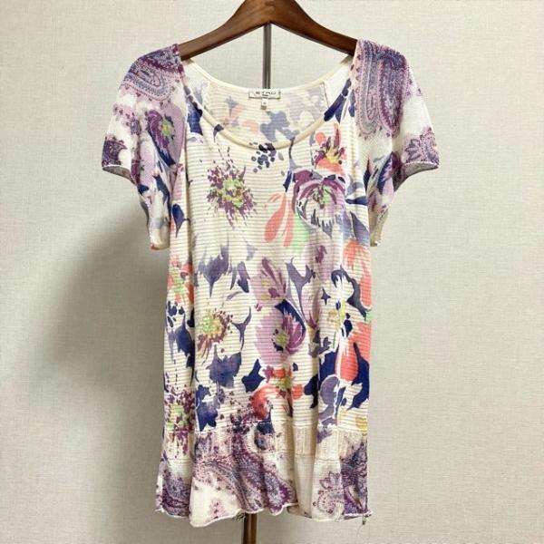 snc エトロ ETRO カットソー ニット 46 ベージュ系 マルチ 半袖 花柄 