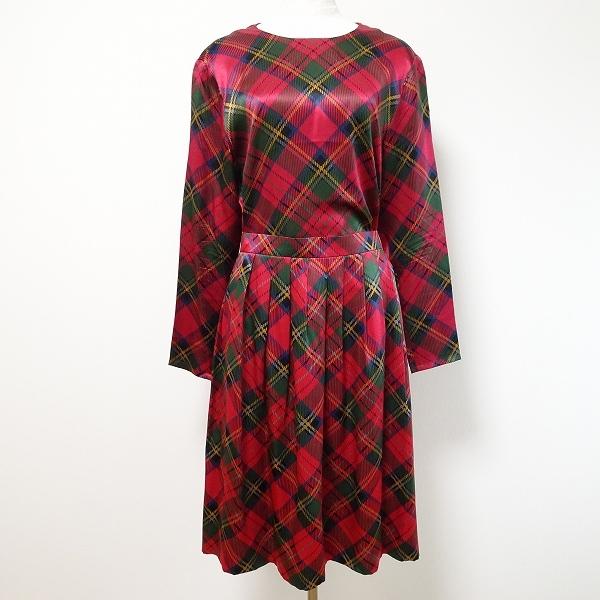anc イヴサンローラン Yves Saint Laurent セットアップ 34 赤 シルク