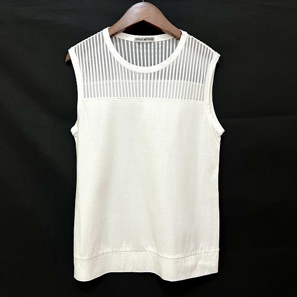 spc イッセイミヤケ ISSEYMIYAKE カットソー 2 白 ノースリーブ 