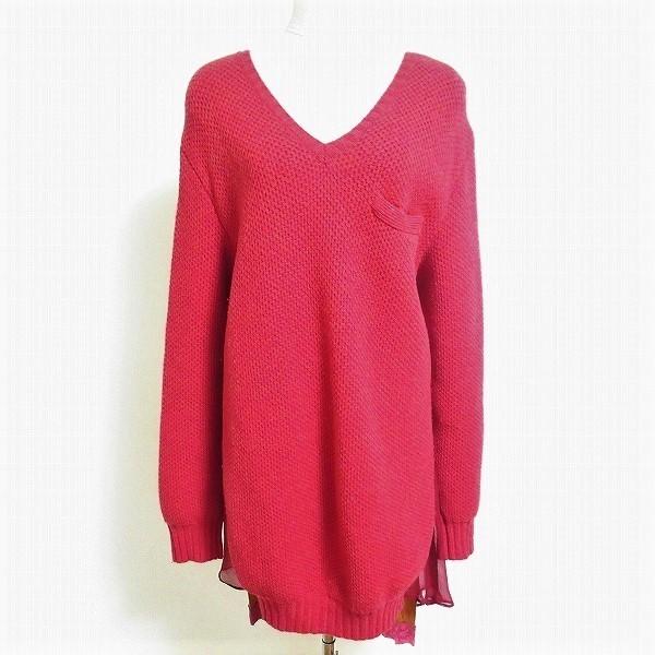 sacai #wnc サカイ チュニック 1 赤系 ニット 異素材 ウール シルク  