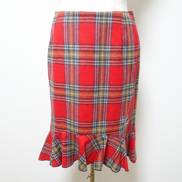 wnc イタリヤ 伊太利屋 スカート 7 赤系 チェック スタッズ  