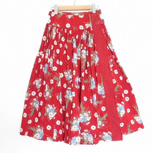 apc ピンクハウス PINKHOUSE スカート 赤 巻きスカート 花柄
