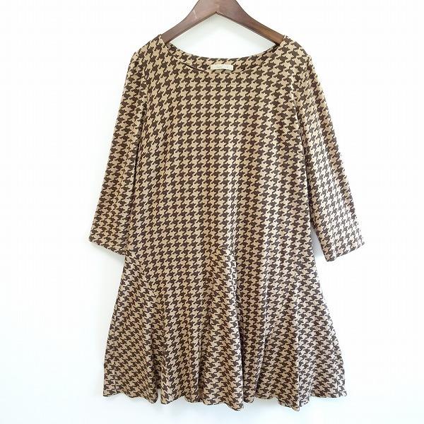 anc ローズティアラ Rose Tiara ワンピース 42 茶系 七分袖 千鳥格子 A  