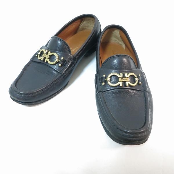 ans フェラガモ Ferragamo ローファー 5C 黒 ガンチーニ イタリア製 