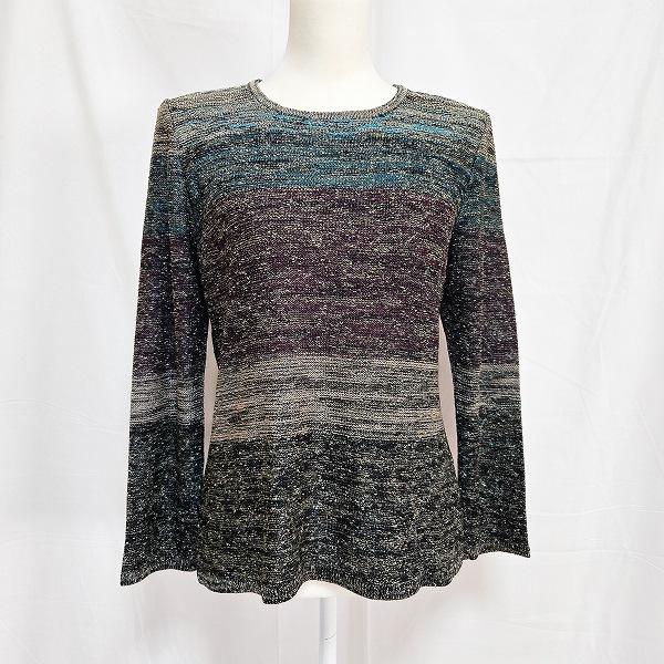 #anc ケーショップ タカコクボ K.SHOP ニット セーター 紫 緑 マルチ ラメ シルク混 ボーダー レディース [750653]