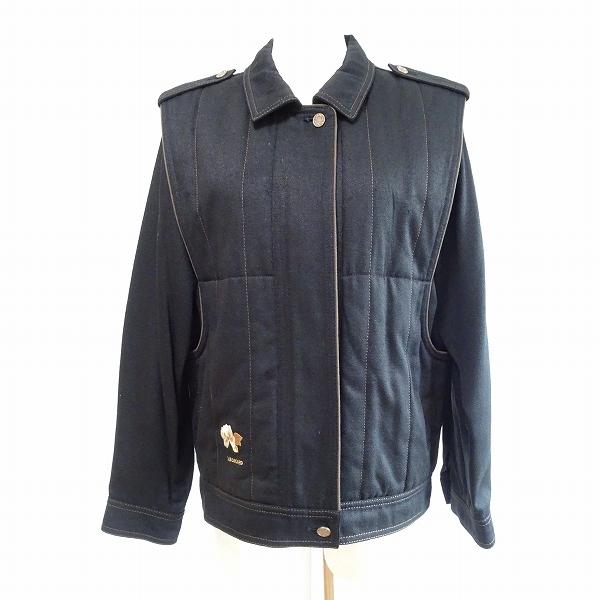 apc レオナール LEONARD ブルゾン L 黒 シルク 中綿 キルティング 