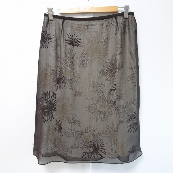 Leilian #anc SALE レリアン スカート 11 茶 重ね着 2way 花柄 