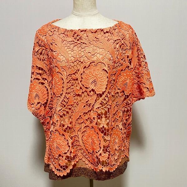 snc アドーア ADORE カットソー 38 オレンジ カットワーク 花柄 