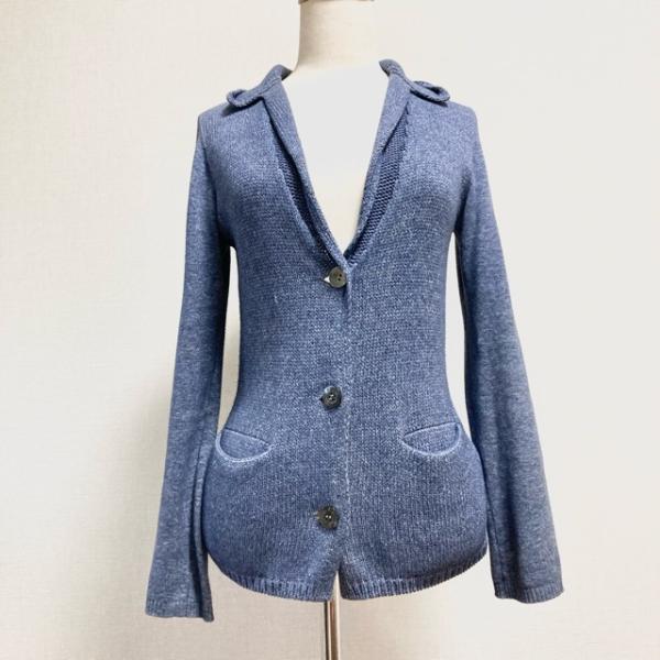 【Aquascutum】アクアスキュータム（8）カーディガン トップス 刺繍 Aquascutum #anc アクアスキュータム カーディガン 8 紺 ニット