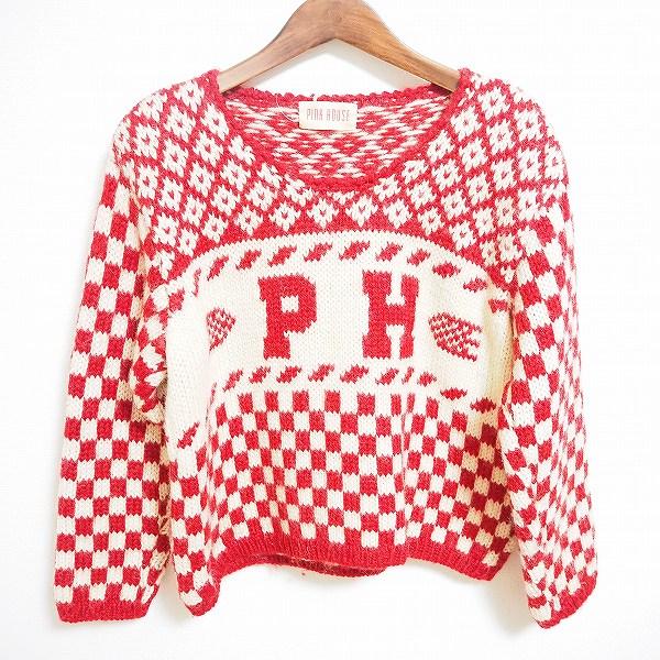 wpc ピンクハウス PINKHOUSE ニット セーター 赤 白 PHロゴ 総柄 