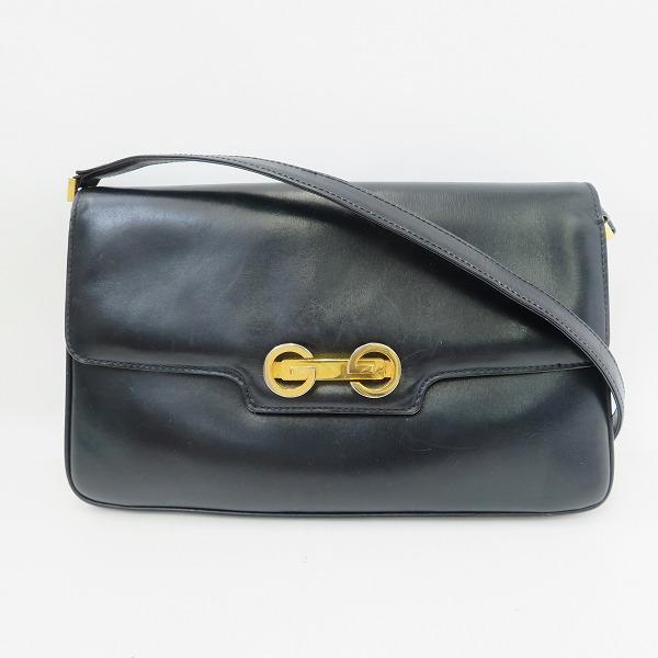 anb グッチ GUCCI ショルダーバッグ 黒 ブラック GG金具 レザー ワン 