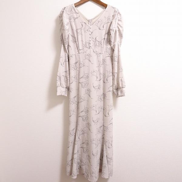 anc アンドクチュール And Couture ワンピース 38 グレー 白 花柄 