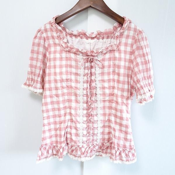 spc ピンクハウス PINKHOUSE カットソー ピンク 白 ギンガムチェック 