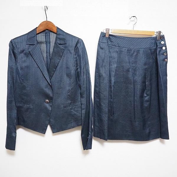 snc アクアスキュータム Aquascutum スカートスーツ 紺 ツーピース 