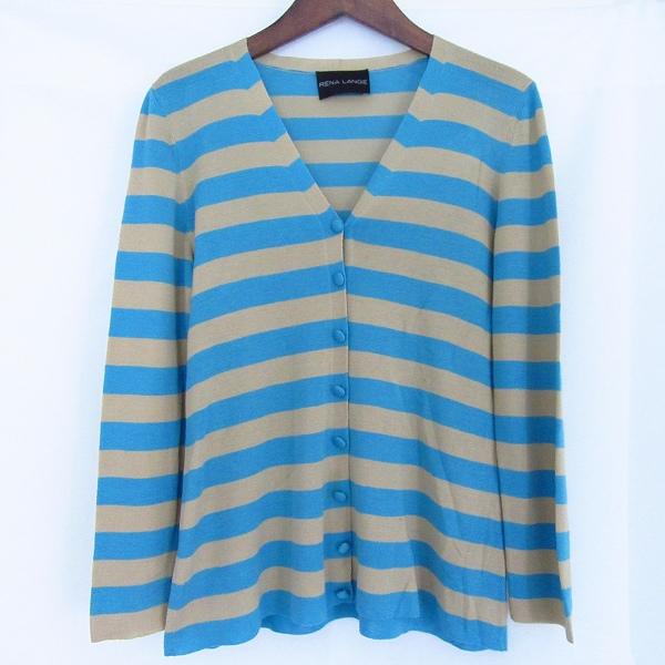 RENALANGE #anc SALE レナランゲ カーディガン 水色 ベージュ ボーダー 