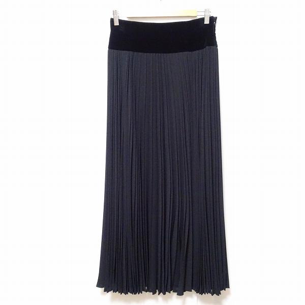 anc エスカーダ ESCADA スカート 38 黒 グレー ロング プリーツ ベロア