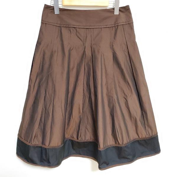 HIROKO KOSHINO #anc ヒロココシノ HIROKOKOSHINO スカート 40 茶 光沢  