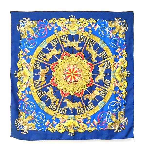 apzs エルメス HERMES カレ90 LUNAPARK 遊園地 スカーフ 紺 青 マルチ