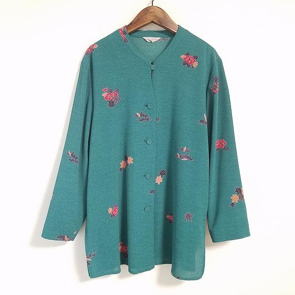 #anc  三年坂 feminine ジャケット シャツ 緑系 ちりめん 花柄 レディース [785704]