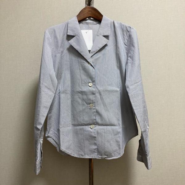 #anc マドモアゼルノンノン MademoiselleNONNON シャツ・ブラウス 白 青 ストライプ ジャケット風 レディース [786143]