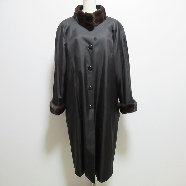 wnc レリアン Leilian コート 13+ 黒 ミンク ファー シルク ロング
