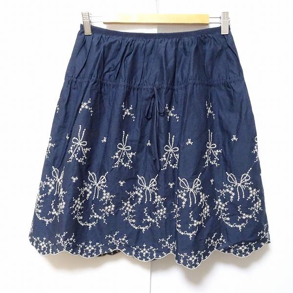 Lois CRAYON #anc SALE ロイスクレヨン LoisCRAYON スカート M 紺 刺繍  