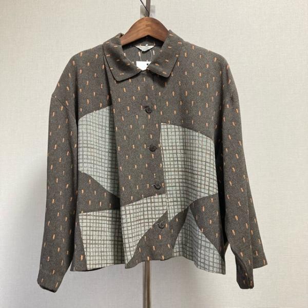 #anc  三年坂 CASUAL ジャケット F 茶系 ちりめん 総柄 レディース [795066]
