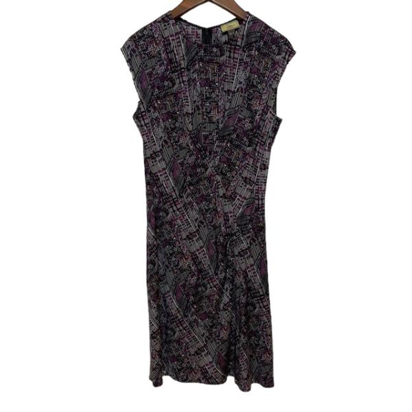 snc イッサロンドン IssaLondon ワンピース 6 グレー 紫 黒 シルク  