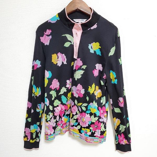 LEONARD #apc レオナールスポーツ SPORT ポロシャツ 42 黒 長袖 花柄  