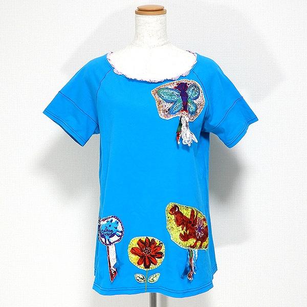 アルベロベロ カットソー ALBEROBELLO #snc アルベロベロ カットソー 半袖 ワッペン アート 水色