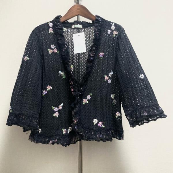 spc アトリエサガン ATELER SAGAN カーディガン L グレー系 麻 花