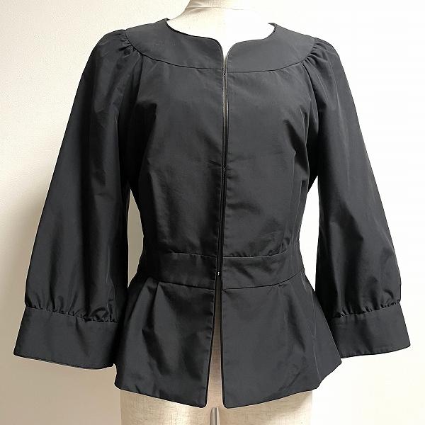 #anc トゥービーシック TO BE CHIC ジャケット 40 黒 リボン ノーカラー 薄手 レディース [798427]