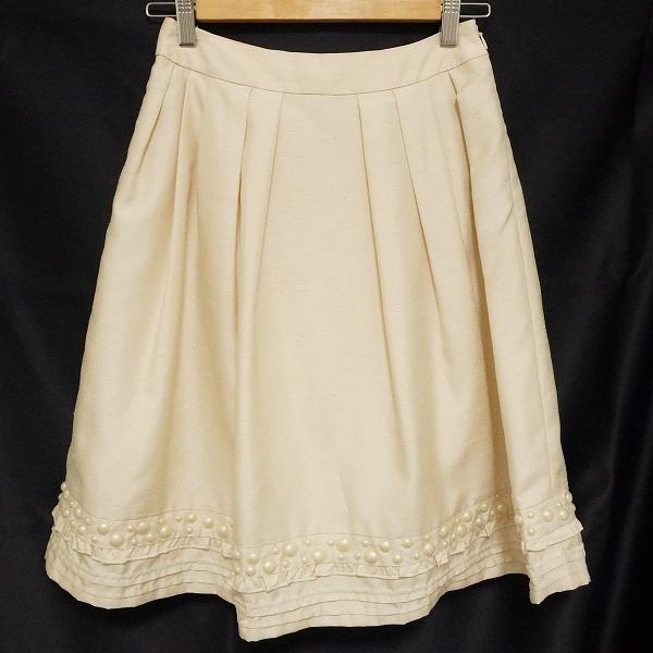 #anc  トゥービーシック TO BE CHIC スカート 38 白 パール スパンコール タック レディース [798485]