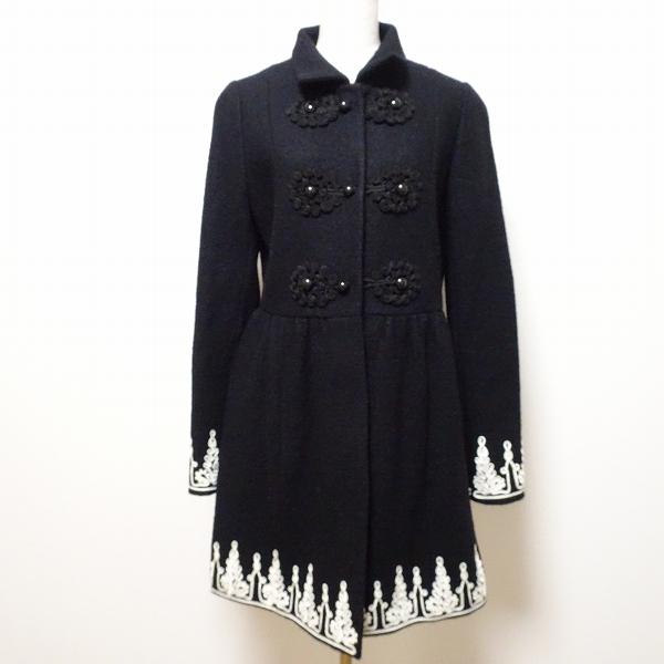 wnc ルネデリ RENE DERHY コート M 黒 刺繍 スナップボタン フェルト