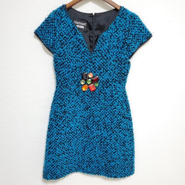 wnc BOUTIQUE MOSCHINO ブティックモスキーノ ワンピース 40 青 黒  