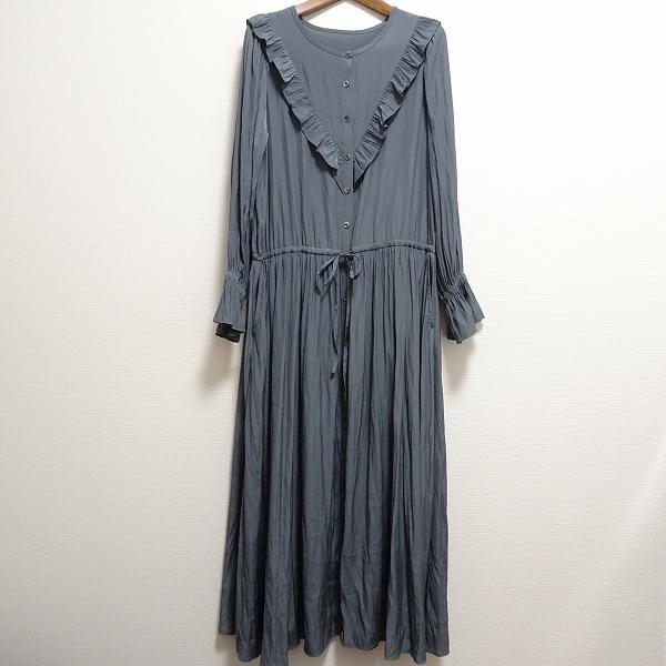 #anc イエナスローブ IENA SLOBE ワンピース フリル ロング グレー シワ加工 レディース [803032]